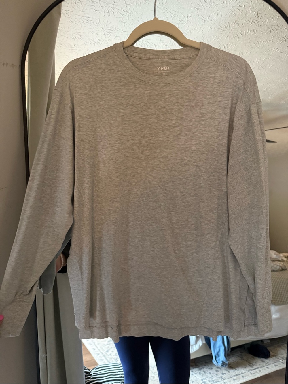 YPB Women’s Long-Sleeve Crewneck Tee — Light Gray